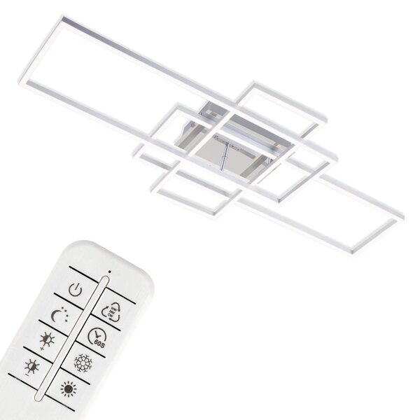 Lampada da soffitto a LED dimmerabile con telecomando CCT timer 55W argento metallo Briloner