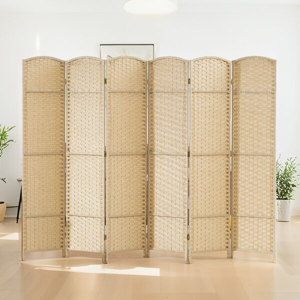 HOMCOM Paravento interno in legno 6 pannelli 240 x 170 cm separatore di ambiente pieghevole per soggiorno, camera da letto, naturale | Aosom Italy