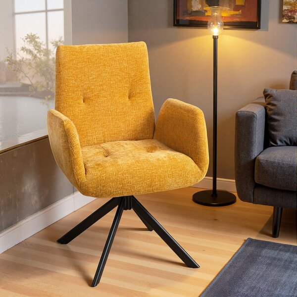 HOMCOM Poltrona Imbottita d'Accento, Poltrona Girevole con Design Moderno, fino a 120 kg, 60x61x88 cm, Giallo | Aosom Italy