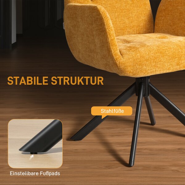 HOMCOM Poltrona Imbottita d'Accento, Poltrona Girevole con Design Moderno, fino a 120 kg, 60x61x88 cm, Giallo | Aosom Italy