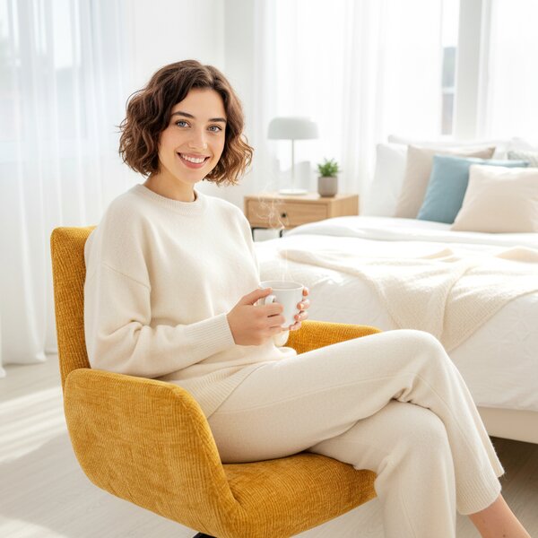 HOMCOM Poltrona Imbottita d'Accento, Poltrona Girevole con Design Moderno, fino a 120 kg, 60x61x88 cm, Giallo | Aosom Italy