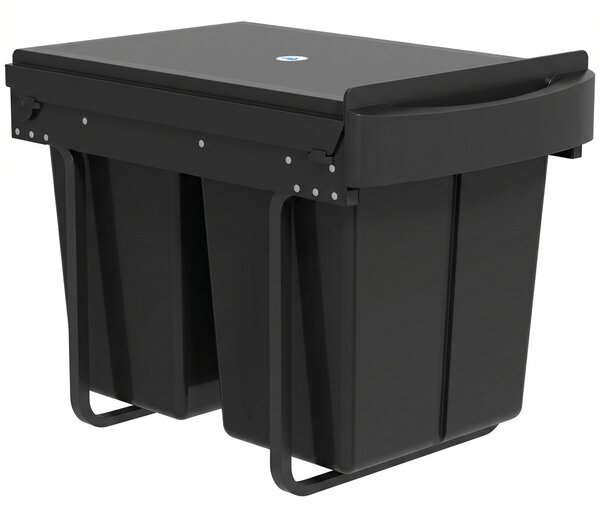 HOMCOM Pattumiera Sottolavello Estraibile, Pattumiera per Raccolta Differenziata, 2x20L, Secchi Interni Removibili, 52x33,5x41 cm, Nero | Aosom Italy
