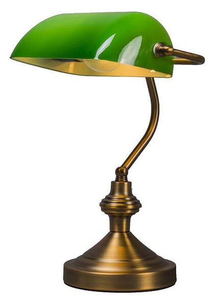 Lampada da tavolo classica/lampada da notaio bronzo con vetro verde - Banker