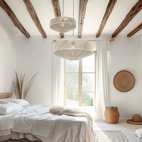 Lampada a sospensione Japandi corda marrone 61cm - Svea