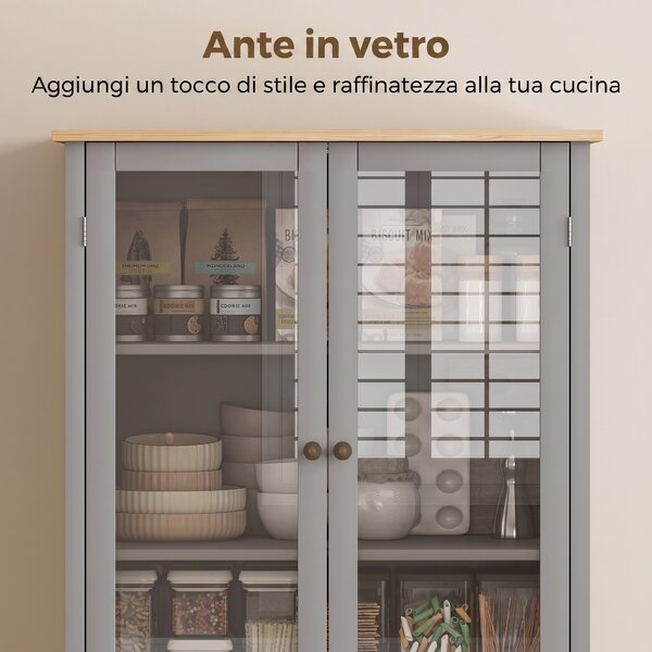 HOMCOM Mobile Dispensa a 5 Livelli con Cassetto Centrale in MDF e Truciolato, 76x40x182.5 cm, Grigio | Aosom Italy