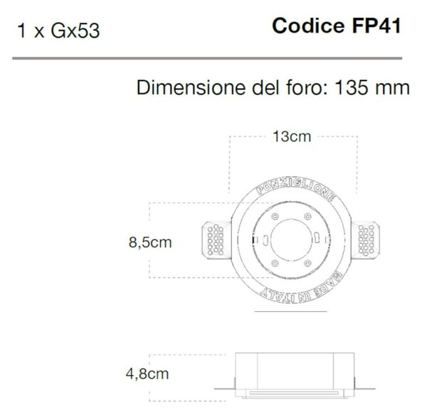 Faretto incasso lampadari bartalini level fp41 gx53 led gesso verniciabile - Lampadari Bartalini Gesso