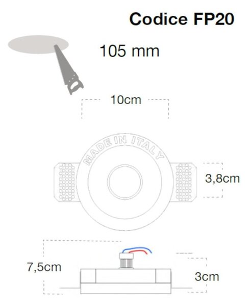 Faretto incasso lampadari bartalini onaip fp20 gu10 mr11 led gesso verniciabile - Lampadari Bartalini Gesso