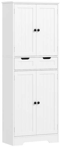 HOMCOM Mobile da Bagno, Mobile Contenitore con Cassetto e 4 Ante, Stile Moderno, 60x30x160 cm, Bianco | Aosom Italy