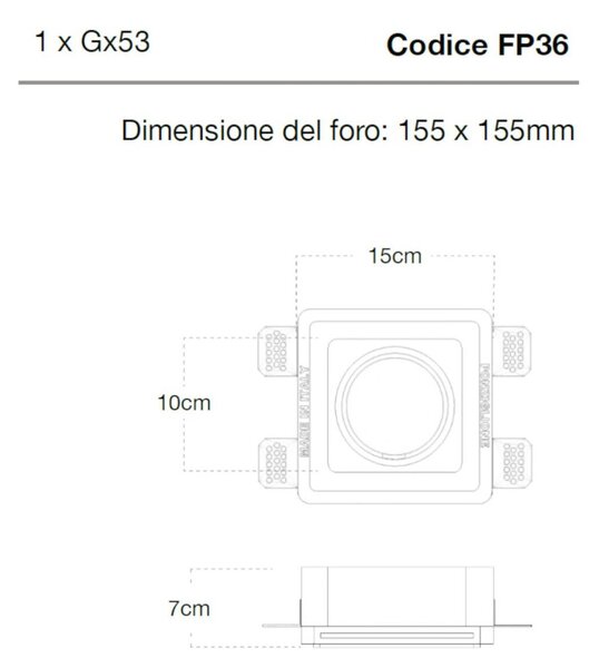 Faretto incasso lampadari bartalini llew fp36 gx53 led gesso verniciabile - Lampadari Bartalini Gesso