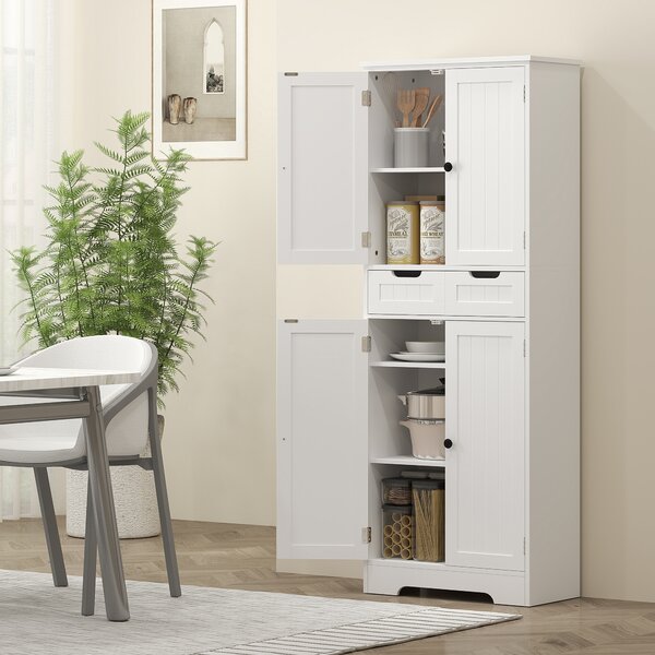 HOMCOM Mobile da Bagno, Mobile Contenitore con Cassetto e 4 Ante, Stile Moderno, 60x30x160 cm, Bianco | Aosom Italy