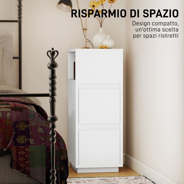 HOMCOM Set di 2 Comodini con 2 Cassetti e Ripiano Aperto Moderni e Salvaspazio, 25x30x65 cm, Bianco | Aosom Italy