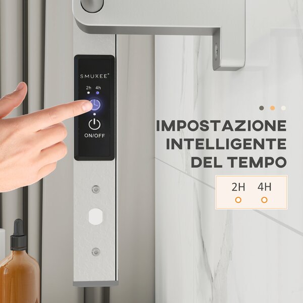 HOMCOM Scaldasalviette Elettrico da Terra o Parete 150W con 8 Barre e Timer 2-4 Ore, 53x35x90 cm, Argento | Aosom Italy