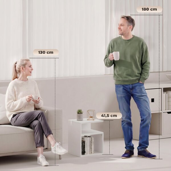 HOMCOM Tavolino Moderno, da Salotto con 3 Ripiani Aperti per Soggiorno, Camera, Studio, Bianco | Aosom Italy