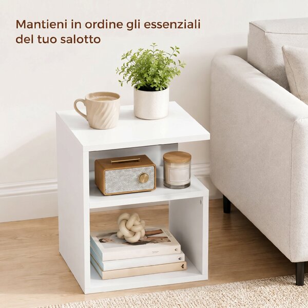 HOMCOM Tavolino Moderno, da Salotto con 3 Ripiani Aperti per Soggiorno, Camera, Studio, Bianco | Aosom Italy
