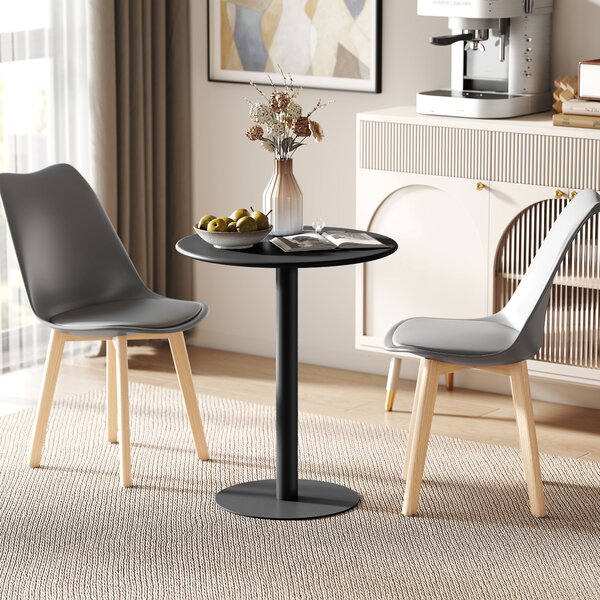 HOMCOM Tavolo da Cucina Rotondo per 2 Persone dal Design Moderno in Acciaio, Ø60x72 cm, Nero | Aosom Italy
