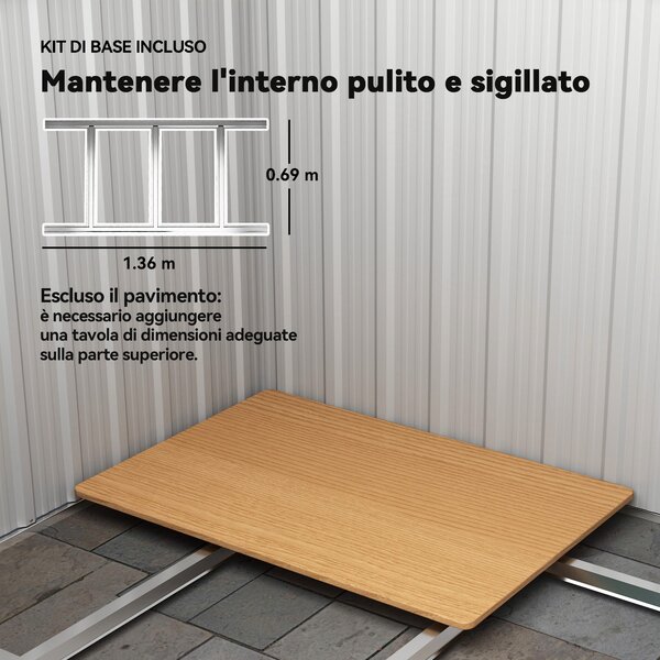 Outsunny Casetta da Giardino Porta Attrezzi in Acciaio con Tetto Inclinato e 4 Prese d'Aria, 152x132x188 cm, Verde | Aosom Italy