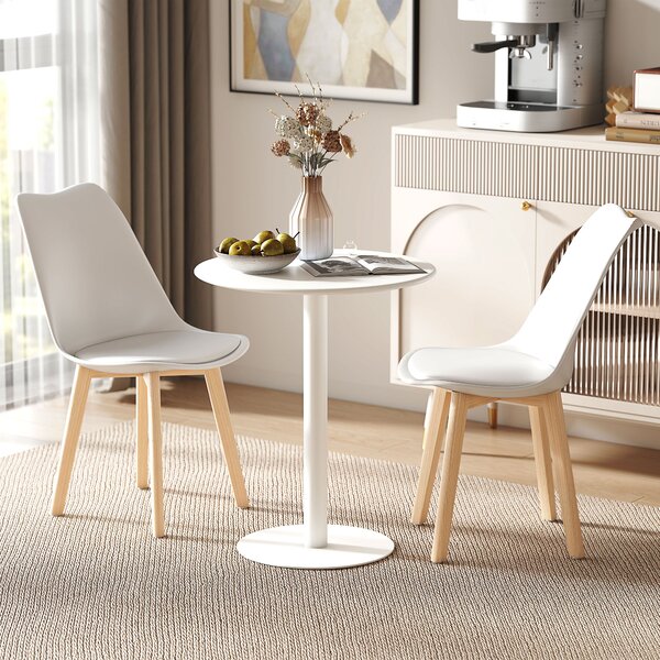 HOMCOM Tavolo da Cucina Rotondo per 2 Persone dal Design Moderno in Acciaio, Ø60x72 cm, Bianco | Aosom Italy