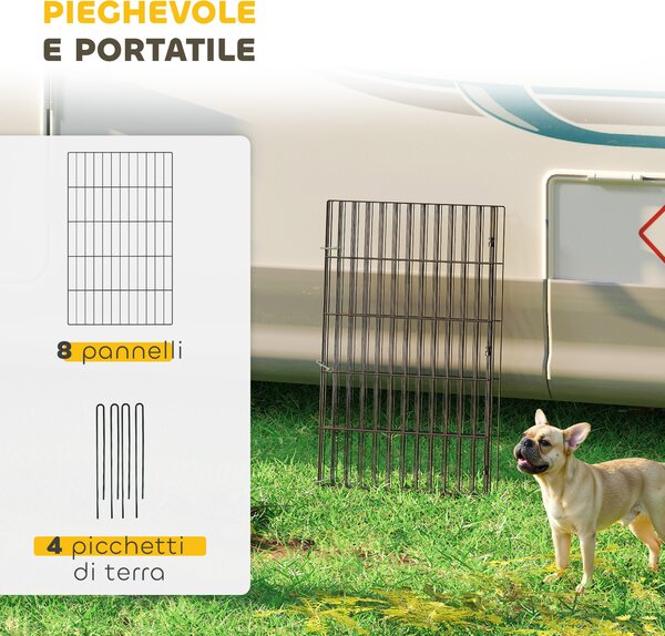 PawHut Recinto per Cani Recinto Espandibile Pieghevole in Metallo 50x80 cm Nero | Aosom Italy