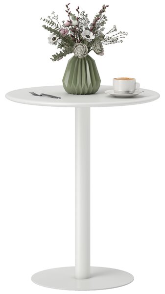 Tavolo da Pranzo Rotondo per 2 Persone Ø60x72 cm in Acciaio Bianco