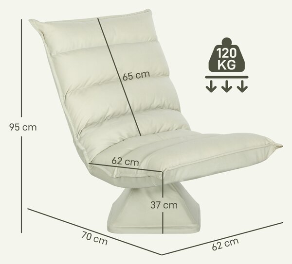HOMCOM Poltrona in Tessuto Imbottita Girevole a 360° e Reclinabile a 3 Livelli 62x62x95cm, Beige|Aosom