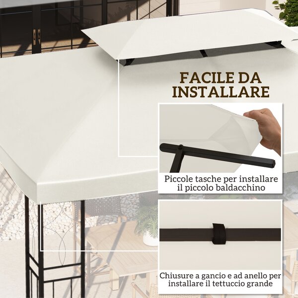 Outsunny Copertura per Gazebo da Giardino Tetto Sostitutivo Anti-UV Impermeabile in Poliestere 3x4m Beige