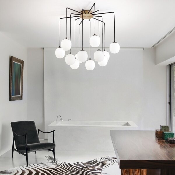 Ideal Lux - Lampadario LED a sospensione con filo RHAPSODY 12xG9/3W/230V ottone