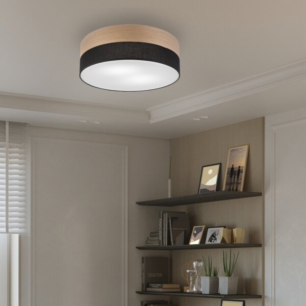 Plafoniera SIRJA WOOD 2xE27/15W/230V diametro 45 cm nero/quercia