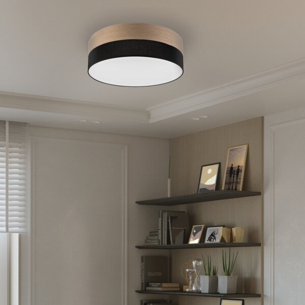Plafoniera LED SIRJA WOOD LED/36W/230V diametro 45 cm nero/quercia