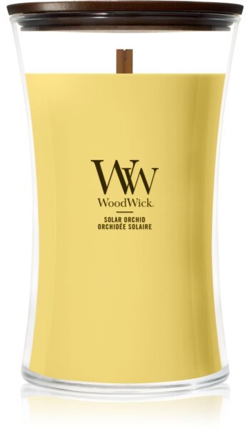 Woodwick Solar Orchid candela profumata con stoppino in legno 610 g