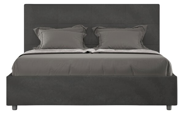 Letto 1 Piazza E Mezzo 130x190 cm Senza Rete Imbottito in Microfibra Mika Grigio