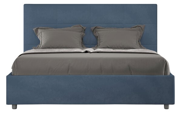 Letto 1 Piazza E Mezzo 130x190 cm Senza Rete Imbottito in Microfibra Mika Blu