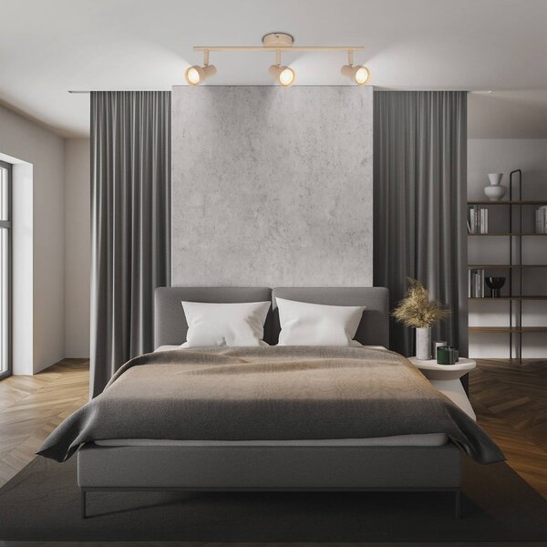 Briloner Faretto da soffitto Tapp, beige, lunghezza 48 cm, a 3 luci, metallo GU10 dimmerabile, Crema / Ambra, Soggiorno / Sala da pranzo, Metallo, Moderno, Faretto