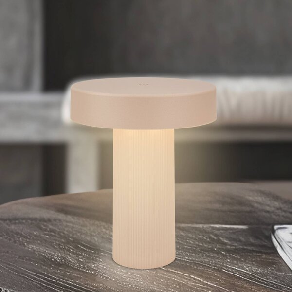 Briloner lampada da tavolo LED ricaricabile Bito, beige/beige, altezza 20 cm, IP44 dimmerabile, Soggiorno / Sala da pranzo, Metallo, Moderno