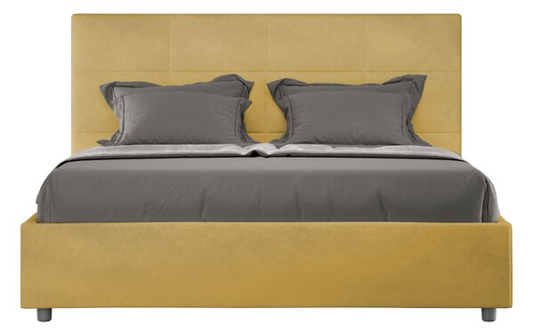 Letto 1 Piazza E Mezzo 130x190 cm Senza Rete Imbottito in Microfibra Mika Ocra