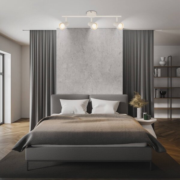 Briloner Faretto da soffitto Tapp, bianco, lunghezza 48 cm, a 3 luci, metallo, GU10 dimmerabile, Bianco / Opale, Soggiorno / Sala da pranzo, Metallo, Moderno, Faretto