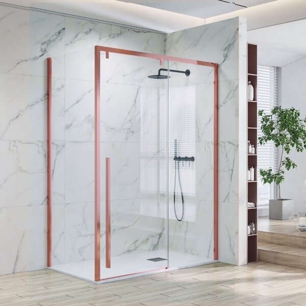 Kamalu box doccia 70x120 telaio oro rosa vetro 8mm | ksa5000rg