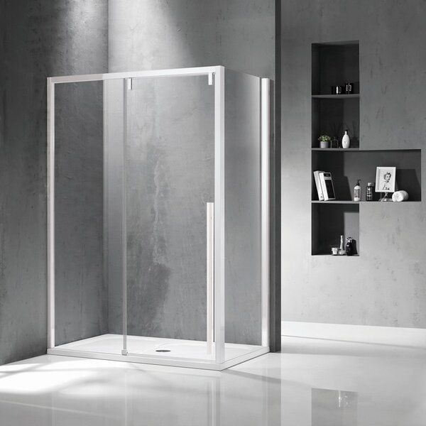 Kamalu box doccia 70x120 telaio bianco vetro 8mm | ksa5000b