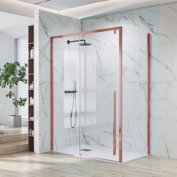 Kamalu box doccia 70x120 telaio oro rosa vetro 8mm | ksa5000rg