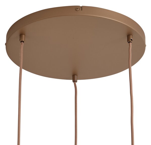 Lampada a sospensione retrò bronzo scuro con paralumi ambra 3 luci - Smokey