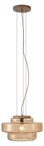Lampada a Sospensione Retrò Bronzo Scuro con Vetro Ambrato - Barb