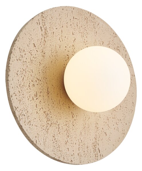 Lampada da parete Japandi in pietra naturale rotonda con vetro opale - Josie