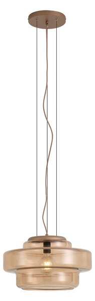 Lampada a Sospensione Retrò Bronzo Scuro con Vetro Ambrato - Barb