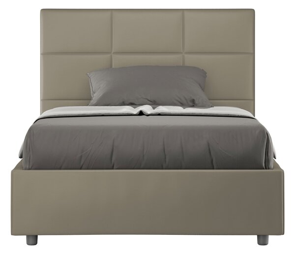 Letto 1 Piazza E Mezzo 130x190 cm Senza Rete Imbottito in Similpelle Mika Cappuccino