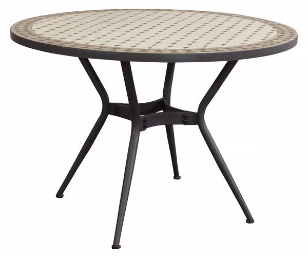 ANXO - tavolo con piano rotondo e mosaico beige e antracite