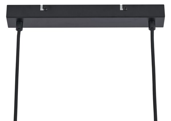 Lampada a sospensione moderna nera con legno e vetro fumé 4 luci - Aleks