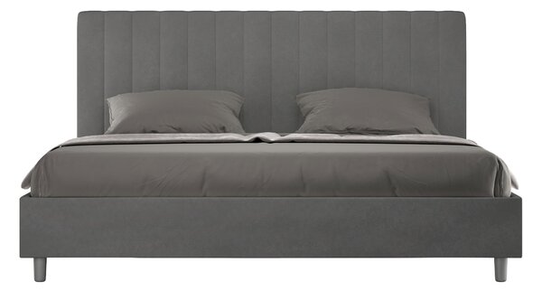 Letto Matrimoniale Queen Size 150x190 cm Senza Rete Imbottito in Microfibra Agueda Grigio