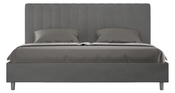 Letto Matrimoniale King Size 180x200 cm con Rete Imbottito in Microfibra Agueda Grigio