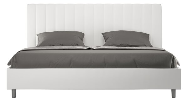 Letto Matrimoniale Queen Size 150x190 cm Senza Rete Imbottito in Similpelle Agueda Bianco