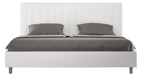 Letto Matrimoniale King Size 180x200 cm con Rete Imbottito in Similpelle Agueda Bianco