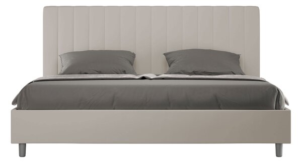 Letto Matrimoniale Queen Size 150x190 cm Senza Rete Imbottito in Similpelle Agueda Tortora